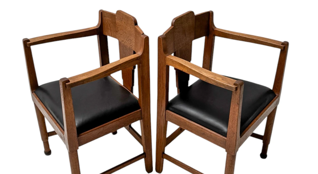 Two Art Deco Amsterdamse School Armchairs, by Frits Spanjaard, 1920s